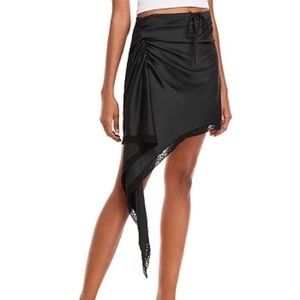 Alexander Wang T Asymmetric Drawstring Skirt in black